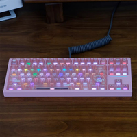 Keycaps PC roses mats translucides, motif chat mignon, profil Cherry, espace divisé Alice, impression UV, pour clavier mécanique gamer