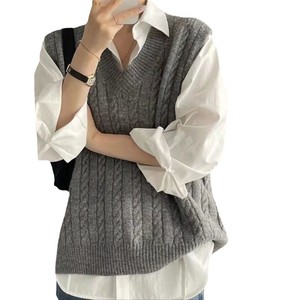 Maglione in polyansest con scollo a V lavorato a maglia per Computer 2025 da <span class=keywords><strong>donna</strong></span> con strati autunnali capispalla larghi <span class=keywords><strong>taglie</strong></span> <span class=keywords><strong>forti</strong></span> Anti-Pilling - Product Image 5