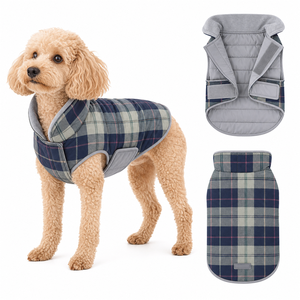 Retro Plaid Reversible Fleece Lined Dog Vest dog outfitspet <b>clothes</b> oem pet <b>clothes</b> Adjustable Warm Winter Pet Coat - Product Image 1