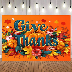 5*3 pies amarillo feliz Acción de Gracias temática Banner telones de fondo pollito calabaza hoja de arce impreso otoño decoraciones para fiesta de Acción de Gracias - Product Image 4
