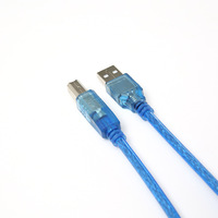 Câble d'imprimante USB 2.0 en cuivre pur transparent bleu mâle-mâle pour une charge rapide et une connexion de données informatique