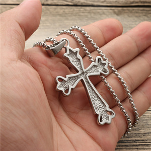 yunnique Crown <b>Cross</b> Pendant Necklace Stainless Steel Unisex Gift Jewelry - Product Image 4