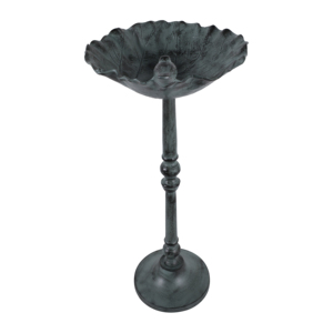 Vasca per uccelli in metallo con decorazione a forma di uccello su fiore, per giardino, cortile, uso esterno, decorazione per cortile anteriore o posteriore - Product Image 3