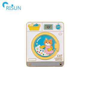Vente en gros d'épinglette de machine à laver en émail animal de dessin animé logo personnalisé chat chien lapin insigne de machine à laver broche en émail - Product Image 2