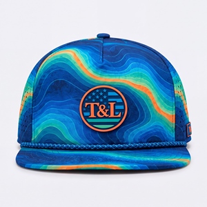 Casquette de golf Topo Map Bleu Orange avec patch PVC imperméable, visière incurvée, 5 panneaux, perforée et respirante, pour la pêche, hommes et femmes - Product Image 2