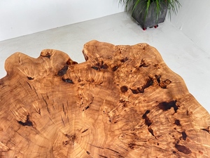 European Poplar Burl Live Edge Round Slab <strong>Table</strong> - Natural Cross-Section <strong>Wood</strong> <strong>Table</strong> <strong>Top</strong> for Luxury Furniture - Product Image 4