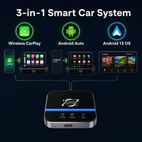 Adaptador Inalámbrico CarPlay AI Box 3 en 1, Android Auto, Android 13, Caja Inteligente para Auto, 2GB 16GB, Netflix, YouTube, Tarjeta TF, MOQ Bajo