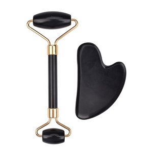 Mushang Natural Facial <strong>Massager</strong> Jade <strong>Roller</strong> &amp; Black Obsidian Gua Sha CE/ISO9001 Certified Custom Logo Private Label - Product Image 1
