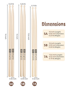Baquetas MUSO Hickory 5A 5B 7A con Logotipo Personalizado, Precio de Fábrica, Accesorios para Instrumentos de Percusión - Product Image 5