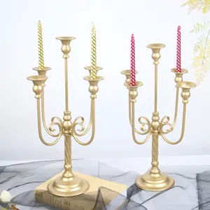 Minimalist Candle Holders Wedding Home Decor Tall 3/5 Arm Gold Candelabra Wedding Centerpieces