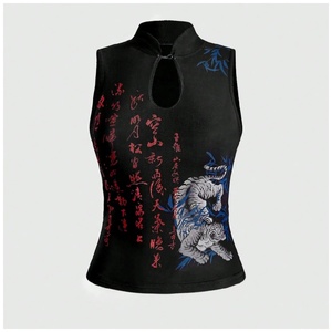 Top corto estilo chino con estampado de dragón dorado, top halter que realza la figura, cuello tipo cheongsam, top corto para <span class=keywords><strong>mujer</strong></span> que estiliza la cintura - Product Image 6