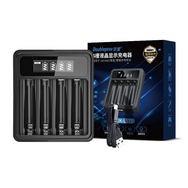 Doublepow Smart Power Charger 1.2V Portable Battery Charger 4-Bay USB Cable 1.2v Ni-Cd Ni-MH AA AAA Battery Charger