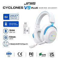 Casque de jeu JINMS Cyclones V9 Plus TWO avec deux batteries interchangeables à chaud, batterie interchangeable par l'utilisateur, quatre modes, 3D RGB, casque Esports OEM/ODM