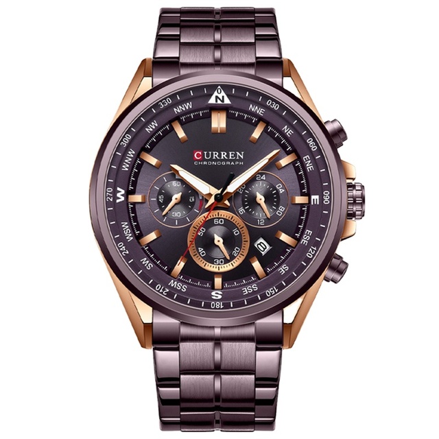 CURREN 8399 Quartz Wristwatches Luxury Brand Sporty Chronograph Watches with Stainless Steel Luminous Hands Male Clock Black