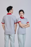 Impression par transfert de chaleur/broderie Polo doux et durable résistant aux plis facile d'entretien gris avec garniture rouge du vietnamien