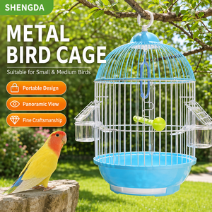 Vente flash : Cage à oiseaux suspendue ronde en fer épais, portable, pour perruche, petit oiseau, etc. - Product Image 6