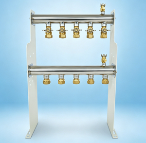 Colector de Agua Caliente de Acero Inoxidable de 5 Puertos GHNOR5p para Calefacción por Suelo Radiante Hidrónico, Sistema de Distribución de Calefacción por Suelo Radiante - Product Image 1