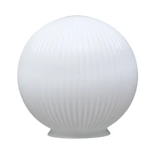 Pantalla de lámpara de globo de cristal de rayas blancas de ópalo de leche de 200mm y 8 pulgadas, pantalla de lámpara de bola de cristal blanco leche para luz colgante