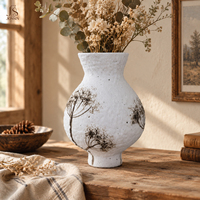 Vase à fleurs décoratif en céramique Jossin, vase en céramique blanc avec motif d'arbre artistique pour la décoration de la chambre à coucher et du salon