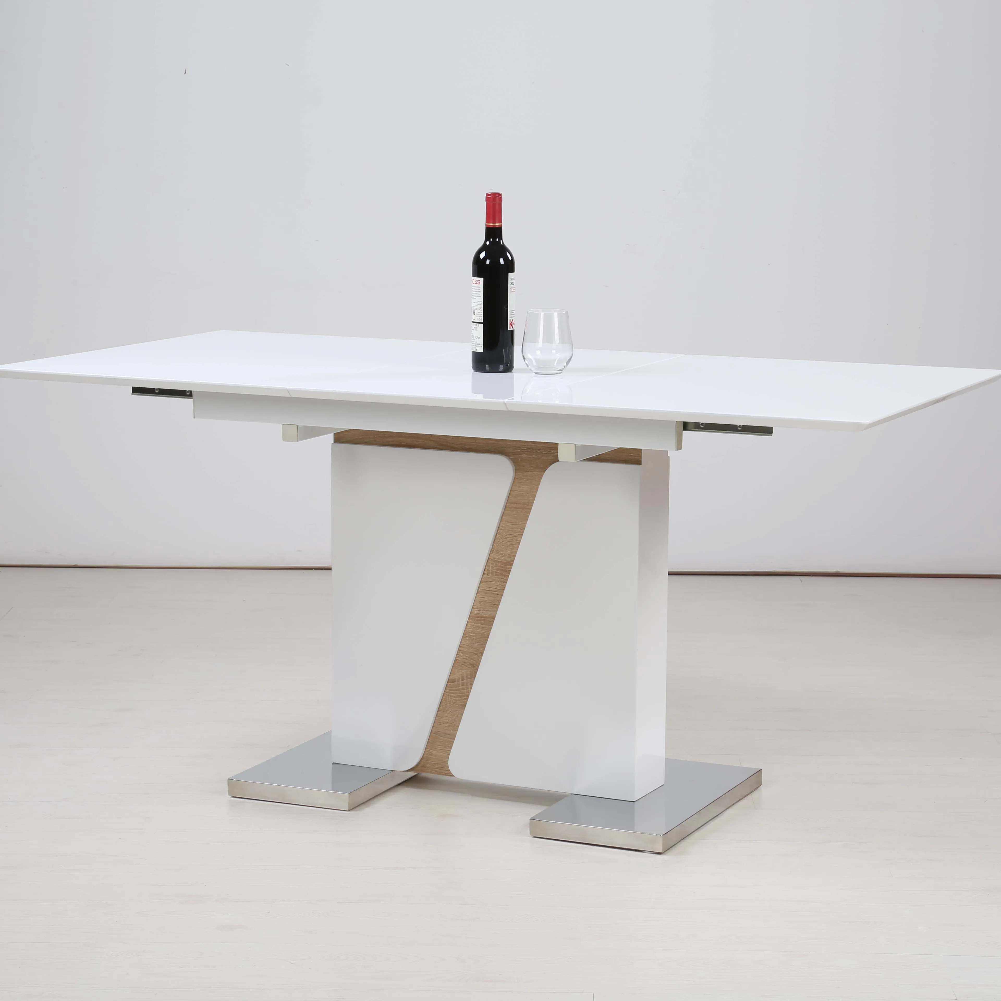 Più nuovo design mobili di lusso bianco lucido lucido elegante allungabile tavolo da pranzo tavolo da pranzo estensibile in legno