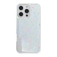 Fleurons colorés dorure coque de téléphone pour Iphone16 16Pm16Pro 16Plus 15 15Pm 15Pro 14Pm 14Pro 14 13 13Pm 13Pro 12 12Pm coque époxy