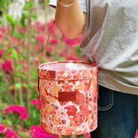 Coffret Cadeau Rigide Cylindrique Floral Printanier pour Arrangements Floraux en Seau, Fournitures Florales en Carton pour la Fête des Mères