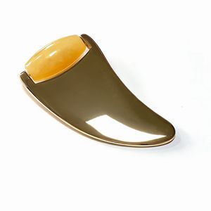 Herramienta de belleza combinada: Rodillo de gua sha y masaje de jade amarillo - Product Image 5