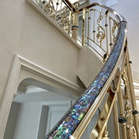 Balustrade et main courante en alliage d'aluminium de style européen classique, finition or K, pour escalier de villa et balcon, facile à installer