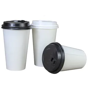 Gobelets en papier blanc nouvelle conception Minlo gobelet en papier à café personnalisé jetable avec couvercles