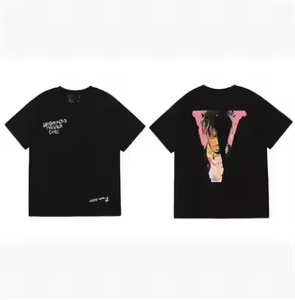 2025 Oversize Unisex 100% cotone t-shirt manica corta stampa Casual collaborazione solido grande modello V moda estiva per coppie - Product Image 6