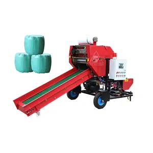 Full-automatic hay rice straw baler mini round grass alfalfa silage wrapper machine