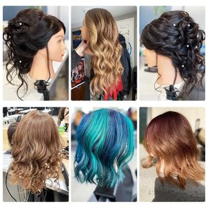 Cabeza de Maniquí de cabello humano real y cabeza de entrenamiento de práctica de peluquería y cabeza de muñeca de cosmetología con cabello - Product Image 5