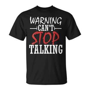 Camiseta Talkative Can't Stop Talking, negra, unisex, talla M para adultos - Product Image 1