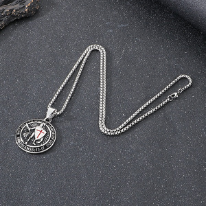 New retro thời trang thép không gỉ trang sức chữ thập màu đỏ lá chắn thả keo Thời Trung Cổ <span class=keywords><strong>Templar</strong></span> phụ kiện mặt dây chuyền - Product Image 5