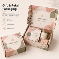 Boîte d'expédition personnalisée en carton ondulé épais avec cartes de remerciement assorties pour l'emballage de bougies parfumées de luxe et de bijoux