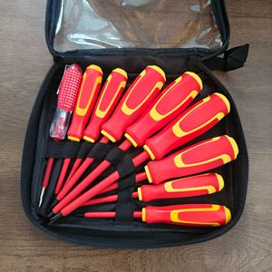 <b>Screwdriver</b> Set 9 Piece Insulated Magnetic Industrial Grade Cross Phillips Bit Anti-Slip Handle Textured Plastic Handle - Product Image 2