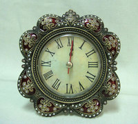 Horloge de Table en métal Antique, 15mm, avec perles blanches émaillées à la main, strass, bijou