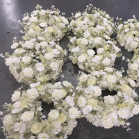 Guirlande florale de luxe moderne en soie blanche de 60 cm pour centre de table de mariage, décoration de pilier d'allée