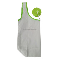 Sac à provisions pliable de couleur unie en tissu de polyester avec pochette en silicone sac de magasin