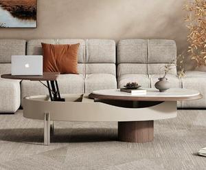 Foshan Factory MRH Petal Coffee <b>Table</b> Modern Solid Wood Extendable Design Light Luxury Living Room Furniture - Product Image 3