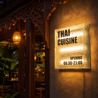 Enseigne lumineuse en acrylique à effet d'ondulation d'eau personnalisée, enseigne murale rétroéclairée par LED pour affichage des heures d'ouverture des restaurants