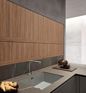 Meubles de cuisine modernes avec peinture personnalisée, armoires de cuisine noires mates, avec évier - Product Image 2