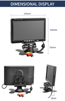 Moniteur de voiture de tableau de bord d'affichage divisé à 4 canaux d'écran de 7 pouces, mini écran d'autocollant LCD haute définition pour véhicule MDVR