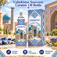 Botol Minyak Keramik Suvenir Uzbekistan Samarkand Pola Ubin Geometris Islami Dispenser Minyak Porselen Kustom Landmark Asia