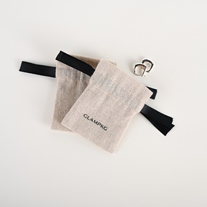 Custom Logo Eco-Friendly Small Linen Jewelry Pouch Natural Burlap Drawstring <b>Gift</b> Bag with Ribbon <b>Bow</b> for Jewelry Packaging - Product Image 4