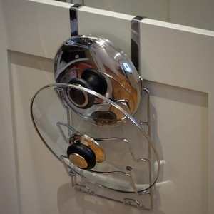 Sur Porte Cuisine Placard Organisateur <span class=keywords><strong>Mural</strong></span> Pot & Pan Couvercle Titulaire avec Chrome Rack pour <span class=keywords><strong>Casserole</strong></span> Stockage Métal Matériel - Product Image 4