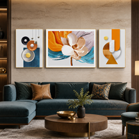 Ensemble de trois tableaux muraux floraux roses en aluminium, style Art déco botanique, pour salon, chambre, hôtel, intérieurs modernes