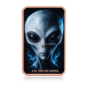 Batangan Tembaga 5oz Grosir 999 Alien UFO Sci-Fi Ingot Cetak Warna UV Suvenir Hadiah Tembaga Padat - Product Image 1