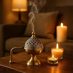Luxury Bakhoor Burner Premium Bakhoor Burner Arabic Bakhoor Burner <b>Oud</b> Burner Incense Burner Decorative Bakhoor Burner Metal - Product Image 1