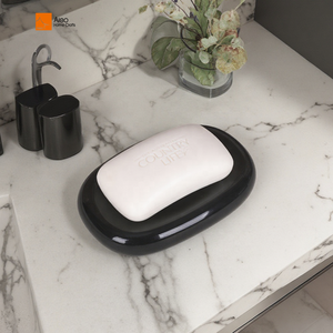 Aleo Porte-<span class=keywords><strong>savon</strong></span> ovale <span class=keywords><strong>noir</strong></span> brillant en résine écologique de luxe, durable, pour hôtels, salles de bain nordiques, articles de toilette en gros - Product Image 2